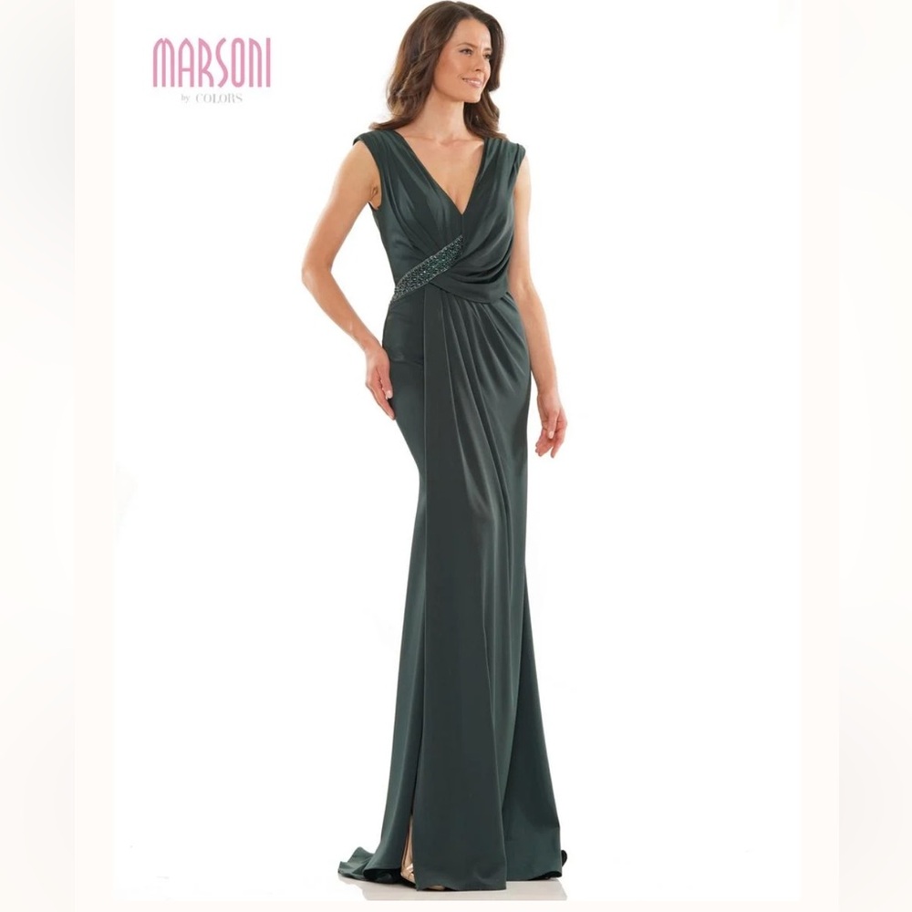 Marsoni by Colors MV1183 Deep Green mother of the bride dress gown